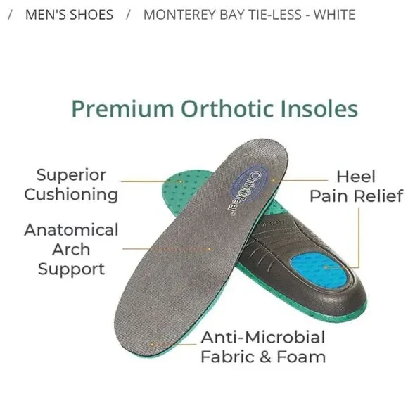 Ortho Feet Monterey Bay Tie-Less -‎ White Sz8 XXWide NWT IN PACKAGING